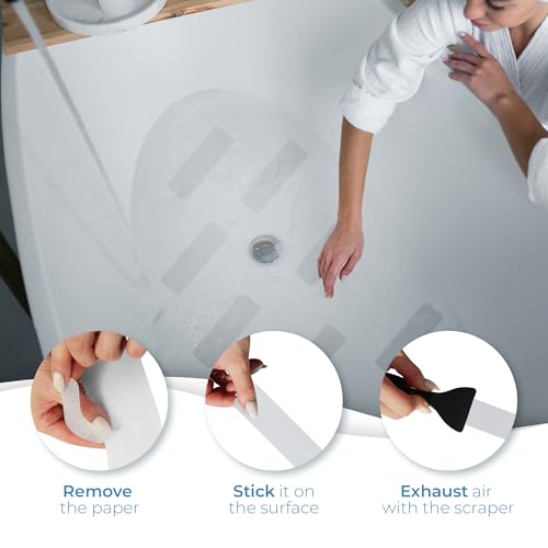 Anti Slip Shower Stickers 24 PCS, Invisible Non-Slip Shower Strips for Adults, Premium Adhesive Bath Tub Stickers (Clear) - Image 3
