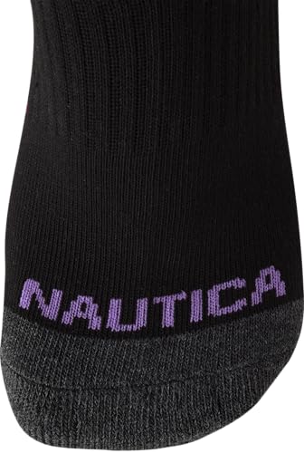 Image of Nautica Womens Quarter Socks Athletic Cushion Moisture Wicking Socks 6 Pack | Stretch Performance Dri-Motion Fabric, Cushioned with Arch Support, Breathable Mesh Panels, Quarter Cut, Shoe Size 4-10