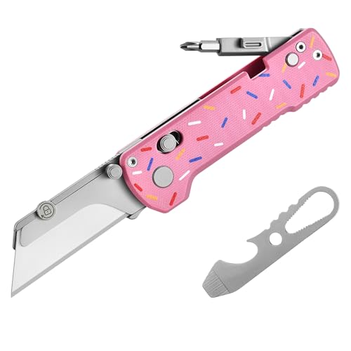OKNIFE U1 Pro Folding Utility Knife with Folding Screwdriver, Quick Change Blade, Rail Lock and Pocket Clip for Men and Women (Donut Type)