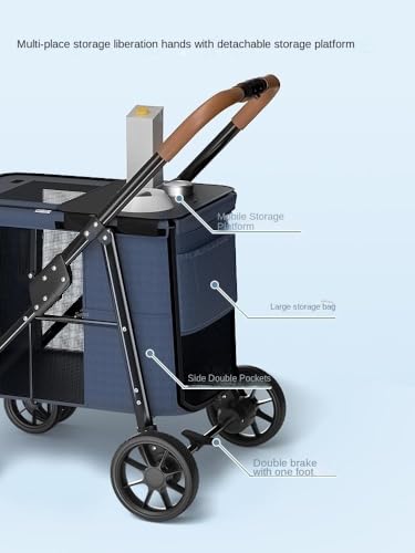 Carro para perros mediano cochecito plegable de viaje color gris 4