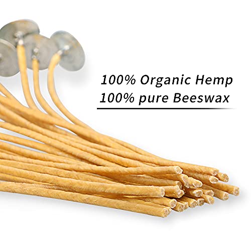 Eupnhy 100 Pcs 8 Inch Thick Hemp Wicks In 3Mm Diameter, Pre-Waxed By 100% Natural Beeswax & Tabbed, Beeswax Wicks For Candle Making. #TOP4