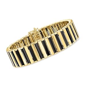 Ross-Simons Onyx Bracelet in 18kt Gold Over Sterling