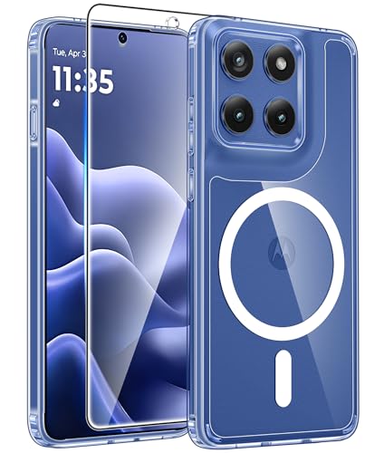 Image of FNTCASE for Motorola Edge 2026 Magnetic Case: [Fit for Magsafe] [Screen Protector] Anti Yellowing Transparent Clear Phone Cover - Military Grade Shockproof Protective Cases - Clear