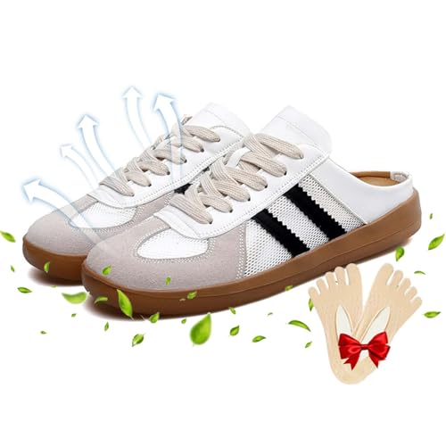 Women's Fashionable Contrast Mesh Design Lace Up Walking Shoes,Female All-Match Round Toe Shoes