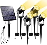 NATPOW Gartenstrahler Solar, Solar Gartenleuchte LED Solarstrahler Solarlampen für garten Außen, IP65 Wasserdicht, 2 Helligkeitsstufe, 3000K Dusk to Dawn Gartenbeleuchtung für Bäume,Gartenweg(4 in 1)
