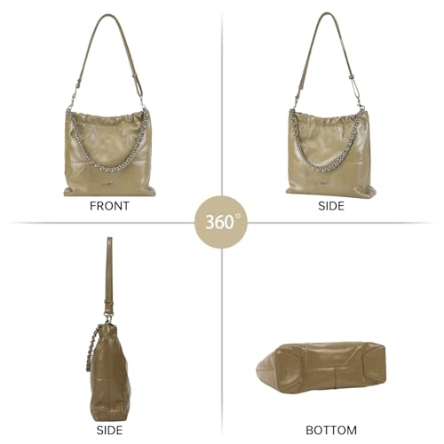 LA FESTIN Split Leather Shoulder Bag for Women with Adjustable Strap, Chain Detail, Elegant Women's Crossbody Handbags3