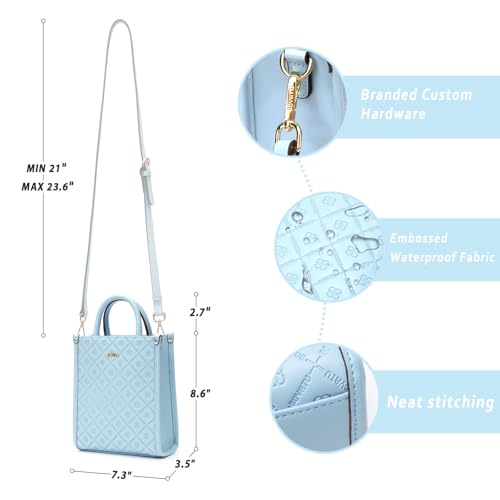 Image of BOYATU Genuine Leather Tote Bag for Women: Designer Small top handles Purse - Everyday Women's Crossbody Handbags - Trendy Casual Satchel Purses (Sky Blue)