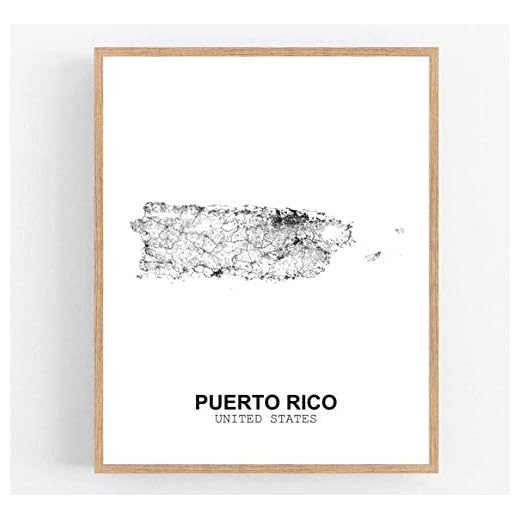 Eleville 8X10 Unframed Puerto Rico United States Country View Abstract Road Modern Map Art Print Poster Wall Office Home Decor Minimalist Line Art Hometown Housewarming wgn195