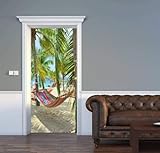 Türtapete Selbstklebend 85 x 200 cm Strand Türaufkleber Swing Türposter PVC Wandaufkleber Wasserdichte 3D Fototapete Türfolie Poster Tapete Türbilder Für Türwand Dekoration E1032