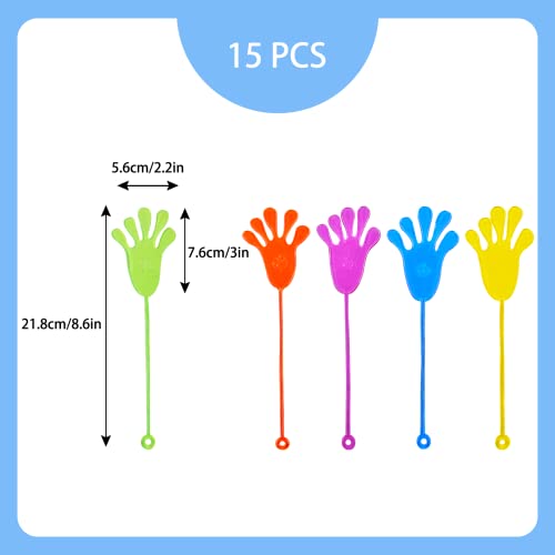 Zoyiancy 15 PCS Glitter Sticky Hands for Kids, Elastic Sticky Slap Hands, Christmas Party Favors Sticky Party Favors - Thumbnail 3