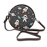 Space Astronaut Star - Bolso cruzado redondo para mujer, de piel vegana, con correa ajustable