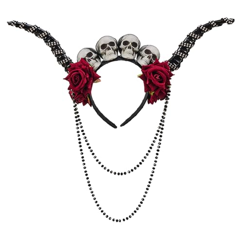 Diadema punk para uso diario accesorio de calavera floreciente para ir a conciertos