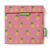  ROLL\'EAT ® Snack\'n\'Go Fruits  Sac à goûter réutilisable  Conteneur à collations pour enfants  Sac alimentaire écologique  Sac réutilisable pour le stockage des collations  Motif ananas
