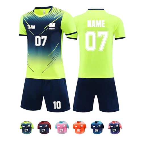 Generisch Trikot mit Eigenem Namen Nummer Logo, Personalisiert Fußball Trikots für Kinder/Erwachsene, Trikot Selbst Gestalten Fußball für Junge Herren #7