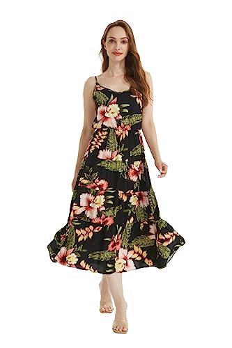 Image of Family Matching Hawaiian Clothes, Black Rafelsia | Lightweight 100% rayon • Family matching outfits • Beach vacations • Luaus • Cruises • Family photos