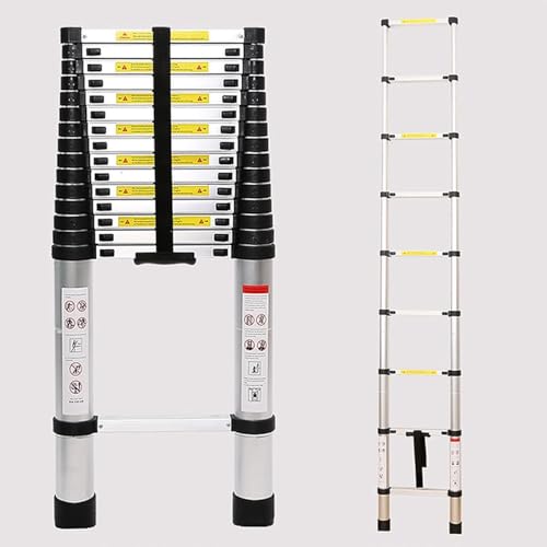 Image of BonKaso VertiPro 5.8M(19 Ft) Telescopic Ladder | Aluminum Ladder 16 Steps | Multipurpose for Home & Outdoor use with Self Lock Mechanism | EN131 Certified | Max Load Capacity of 150kg