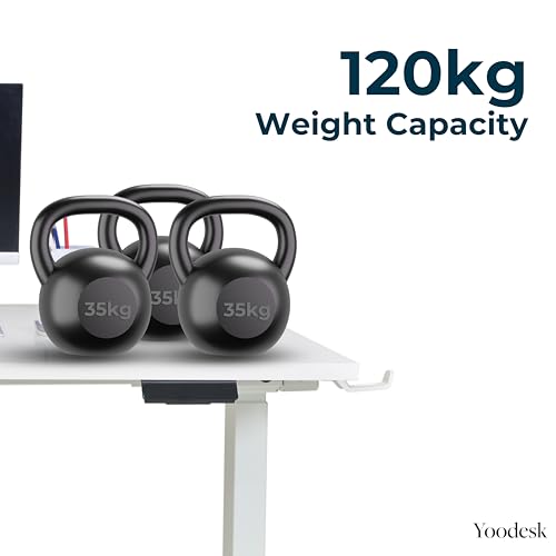 Image of Dual Motor - 150x75cm (25mm Frosty White Top & Frame) Electric Height Adjustable Desk, 3-Stage Lift, Cup & Headphone Holder, Anti Collision Safety | 2-Year Warranty