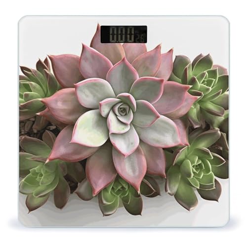 Báscula digital de baño con diseño botánico y pantalla LCD