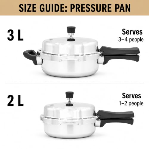 Image of SOLARA Triply Outer Lid Pressure Pan 3 Litre | 3-Ply Stainless Steel | Induction & Gas Compatible | Uniform Heat Distribution | ISI Certified | Silver