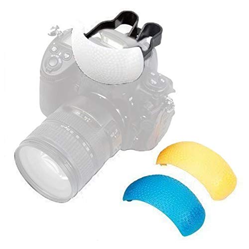 Diffusore per flash Pop Up con 3 filtri assortiti compatibili con Nikon, compatibili con Canon,etc, arancio/bianco/blu
