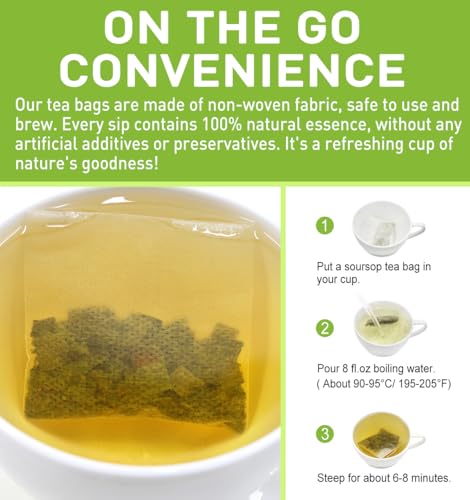 Image of Olvvla - Premium Soursop Tea Bags - 1.5g X 70 Count - Pure Natural Soursop Leaves Tea - Caffeine-free - Non-GMO - Sourced from Thailand - Support Digestion & Help Skin Health