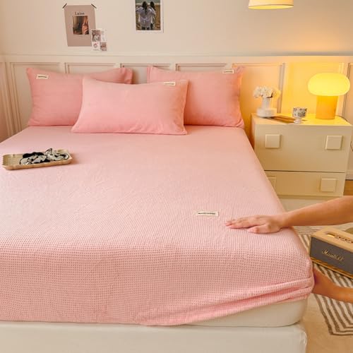 JIANINGHOME Sábana bajera ajustable de franela de algodón cepillado de 150 x 200 pulgadas, de forro polar, acogedora y esponjosa al tacto de cachemira, cálida para invierno