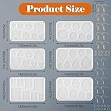 Telooco 6Pcs Resin Jewellery Moulds Clear Silicone Jewellery Making Molds with 20Pcs Jewelry Hooks Epoxy Resin Moulds Earring Making Kit for DIY Gem Cabochon Necklace Jewelry Pendant Crafting - Image 2