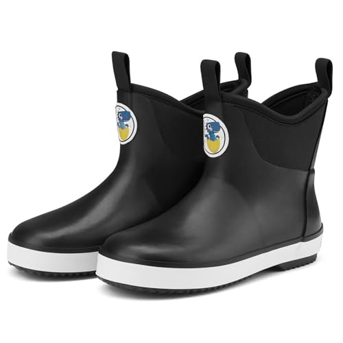 Image of HISEA Kid's Deck Boots Waterproof Lightweight Ankle Rain Boots for Boys Girls Rubber Boots Non-slip Child Rain Shoes