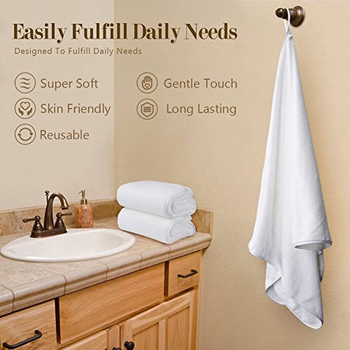 Orighty Bath Towel Set Pack of 4(27’’ x 54’’) - Soft Feel White Bath Towel Sets, Highly Absorbent Microfibre Towels for Body, Quick Drying, Microfibre Bath Towels for Sport, Yoga, SPA, Fitness