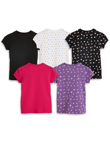 Image of Amazon Brand - Symbol Girls 100% Cotton Graphic Printed Half Sleeves T-Shirt | Age 2-14 Years (Combo Pack of 3 and 5)