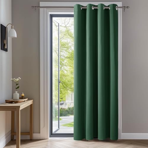 Deconovo Rideaux Occultants Isolant Thermique Anti Froid, Rideaux pour Salon et Chambre, Design Moderne à Oeillets, 140X240 CM (Largeur X Hauteur), No?l Vert...
