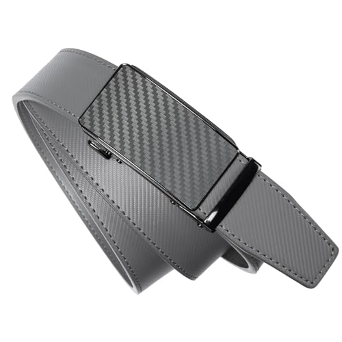 Image of Drowsmen Leather ratchet belt 1 3 /8 inch with Click Sliding Automatic Buckle, Adjustable belt Trim to Fit