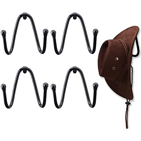 LEVOSHUA 4 Pack Cowboy Hat Rack Wall Mount Cowboy Hat Holder Hat Hanger Hat Storage Organizer Cover