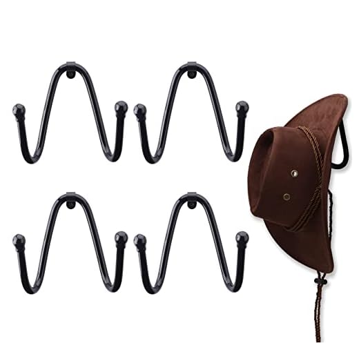 LEVOSHUA 4 Pack Cowboy Hat Rack Wall Mount Cowboy Hat Holder Hat Hanger Hat Storage Organizer