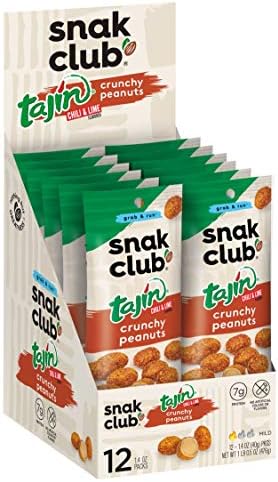 Snak Club Tajin Chili & Lime Seasoned Crunchy Peanuts (12 1.4 single serve bags)…