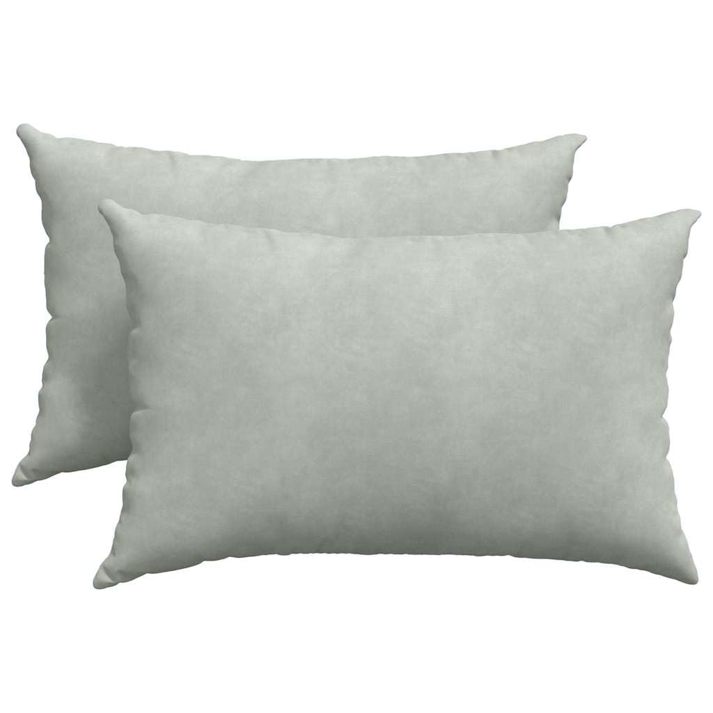 Coussin de canapé gris clair 60x40 cm en velours côtelé avec rembourrage polyester | Lot de 2