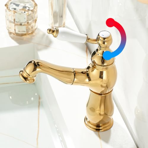 Mitigeur de lavabo avec douchette extractible eau chaude froide ajustable - 6