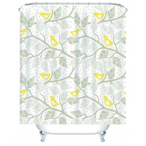 Rideau douche lavable machine imperméable grand format rideau et tapis jaune - 2