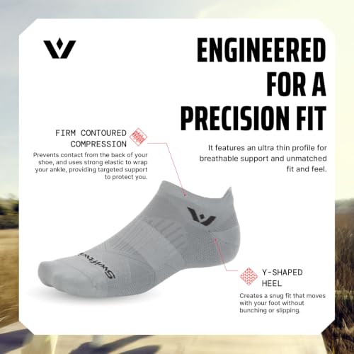 Image of Swiftwick ASPIRE Zero No Show Performance Socks | Moisture Wicking - Firm Compression - Breathable Mesh - No-Show Zero Cuff - Snug Y-Heel Fit - Snug Y-Heel Fit