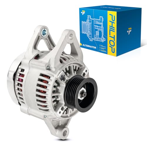 PHILTOP Alternator Compatible with 1999-2000 Cherokee 4.0L 1999-2000 Wrangler 2.5L, 1999-2000 Dakota Cherokee 2.5L, 117 Amp Alternator Replace 13822N 13822 138228 15453 15455 15577 56005685AC
