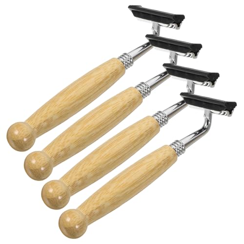 LALADEFIEE 4個竹柄手動シェーバー 入り ステンレス鋼ブレード メンズ ウィメンズ用 旅行 家使用適応