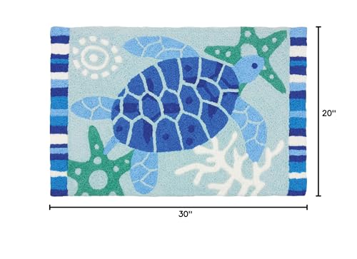 Jellybean-IndoorOutdoor-Decorative-Blue-Sea-Turtle-Accent-Rug-20-X-30 Jellybean IndoorOutdoor Decorative Blue Sea Turtle Accent Rug 20 X 30