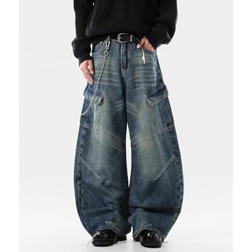 Barrel Jeans Men Super Baggy Cargo Skater Denim Pants Streetwear High Waist Barrel Leg Bottoms Washed Loose Fit Vintage2