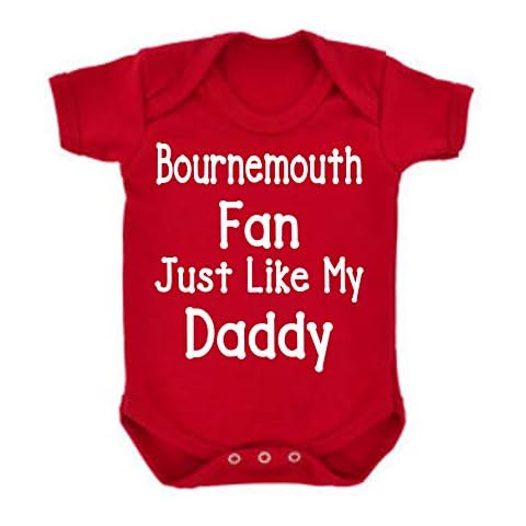 Bournemouth Just Like Daddy Football Fan Baby Grow Vest Boy Girl Gift Romper Newborn Shower Age 0-3 Months Red Cover