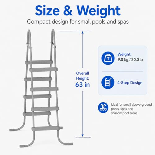 Escalera para piscina elevada con 4 peldaños, gris miniatura 2