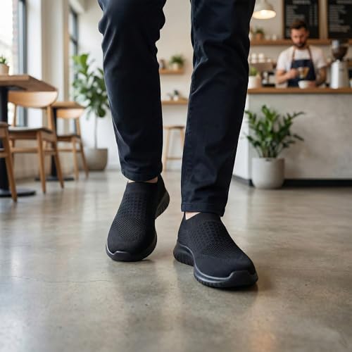 Image of TIOSEBON Men's Slip On Walking Shoes Arch Support Knit Mesh Lightweight Casual Comfortable Gym Workout Running Tennis Travel Standing Sneakers