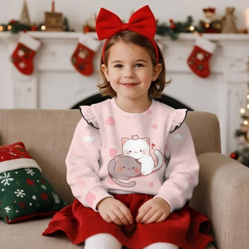 Pullover Sweatshirt 1-8 Years Ruffle Long Sleeve Shirt for Girls Trendy Round Neck Sweaters Kids Tops3