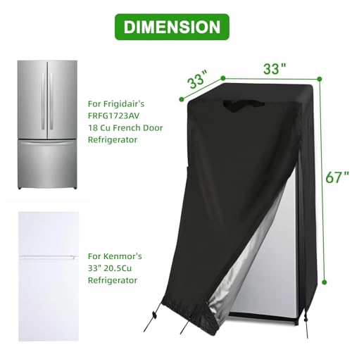 Image of 33W Large Refrigerator Cover for Most 18-20 Cu Ft Outdoor Upright Fridge
