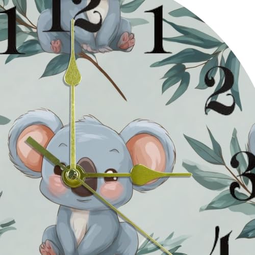 Horloge murale koala ronde et silencieuse en quartz pour bureau