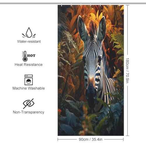 Rideau de douche de qualité zèbre en textile polyester lavable 92x183cm